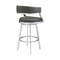 Armen Living Dione 30" Bar Height Swivel Gray Faux Leather and Brushed Stainless Steel Bar Stool 840254335127 - alternate 5